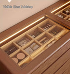 Walnut Vanity Table Set with LED Mirror and 8 Drawers