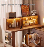 Walnut Vanity Table Set with LED Mirror and 8 Drawers