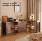 Walnut Vanity Table Set with LED Mirror and 8 Drawers