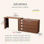 Walnut Vanity Table Set with LED Mirror and 8 Drawers