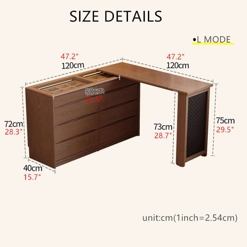 Walnut Vanity Table Set with LED Mirror and 8 Drawers