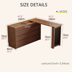 Walnut Vanity Table Set with LED Mirror and 8 Drawers