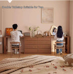 Walnut Vanity Table Set with LED Mirror and 8 Drawers