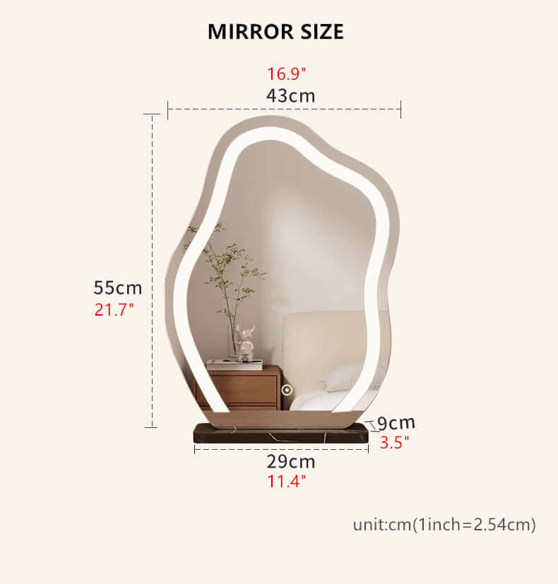 Walnut Vanity Table Set with LED Mirror and 8 Drawers