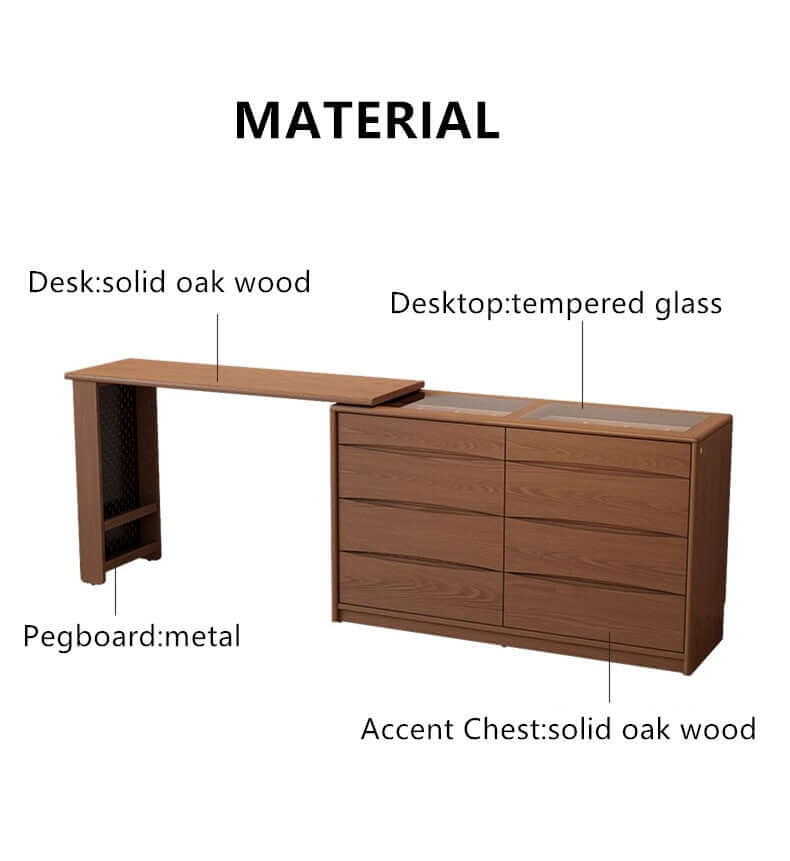 Walnut Vanity Table Set with LED Mirror and 8 Drawers