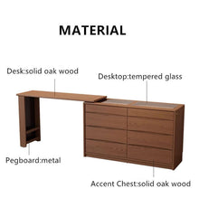 Walnut Vanity Table Set with LED Mirror and 8 Drawers