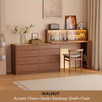 Walnut Vanity Table Set with LED Mirror and 8 Drawers