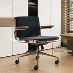 Walnut Veneer Velvet Office Chair with Ergonomic Lumbar and Alloy Base