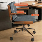 Walnut Veneer Velvet Office Chair with Ergonomic Lumbar and Alloy Base