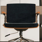 Walnut Veneer Velvet Office Chair with Ergonomic Lumbar and Alloy Base