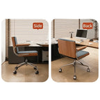 Walnut Veneer Velvet Office Chair with Ergonomic Lumbar and Alloy Base
