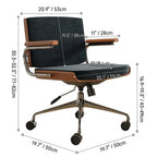 Walnut Veneer Velvet Office Chair with Ergonomic Lumbar and Alloy Base Dimensions