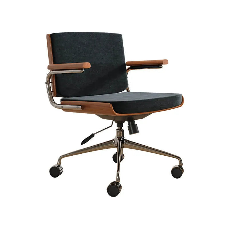 Walnut Veneer Velvet Office Chair with Ergonomic Lumbar and Alloy Base Main Product Image Image principale du produit