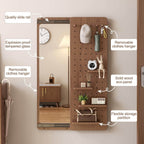 Walnut Wall Mirror With Peg Board Organizer