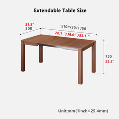 Walnut-White 1.2M Extendable Kitchen Island Table