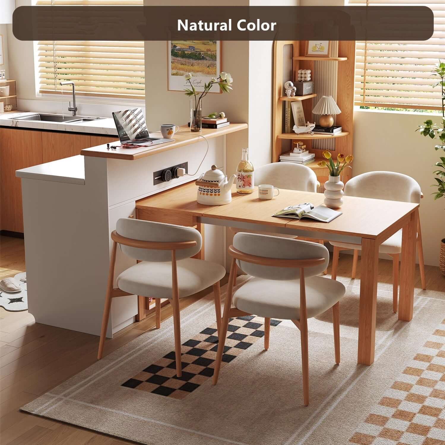 Walnut-White 1.2M Extendable Kitchen Island Table