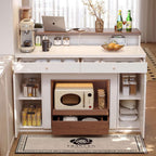 Walnut-White 1.2M Extendable Kitchen Island Table