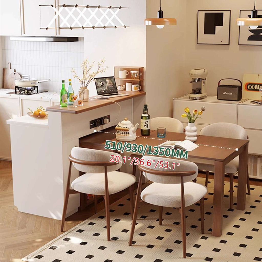 Walnut-White 1.2M Extendable Kitchen Island Table