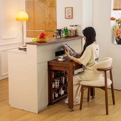 Walnut-White 1.2M Extendable Kitchen Island Table