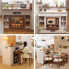 Walnut-White 1.2M Extendable Kitchen Island Table Main Product Image