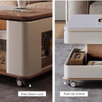 Walnut-White Rotating Lift Coffee Table with Storage
