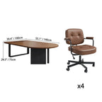 Walnut Wood Conference Table Series With Curved End and Hidden Power