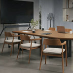 Walnut Wood Conference Table Series With Curved End and Hidden Power