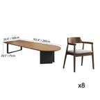 Walnut Wood Conference Table Series With Curved End and Hidden Power