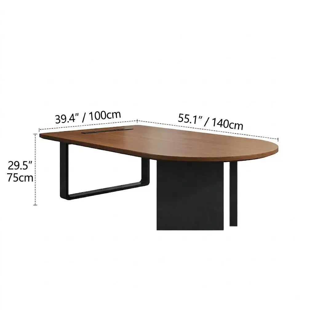 Walnut Wood Conference Table Series With Curved End and Hidden Power
