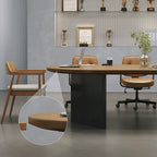 Walnut Wood Conference Table Series With Curved End and Hidden Power