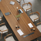 Walnut Wood Conference Table Series With Curved End and Hidden Power