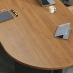 Walnut Wood Conference Table Series With Curved End and Hidden Power