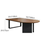 Walnut Wood Conference Table Series With Curved End and Hidden Power
