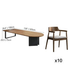 Walnut Wood Conference Table Series With Curved End and Hidden Power