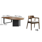 Walnut Wood Conference Table Series With Curved End and Hidden Power