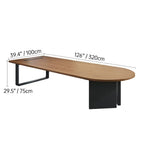 Walnut Wood Conference Table Series With Curved End and Hidden Power