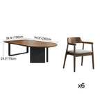 Walnut Wood Conference Table Series With Curved End and Hidden Power