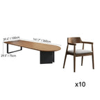 Walnut Wood Conference Table Series With Curved End and Hidden Power