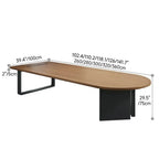 Walnut Wood Conference Table Series With Curved End and Hidden Power Dimensions