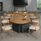 Walnut Wood Conference Table Series With Curved End and Hidden Power Main Product Image