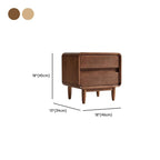 Walnut Wood Modern Two-Tier Nightstand with Hidden Pull Drawers Dimensions