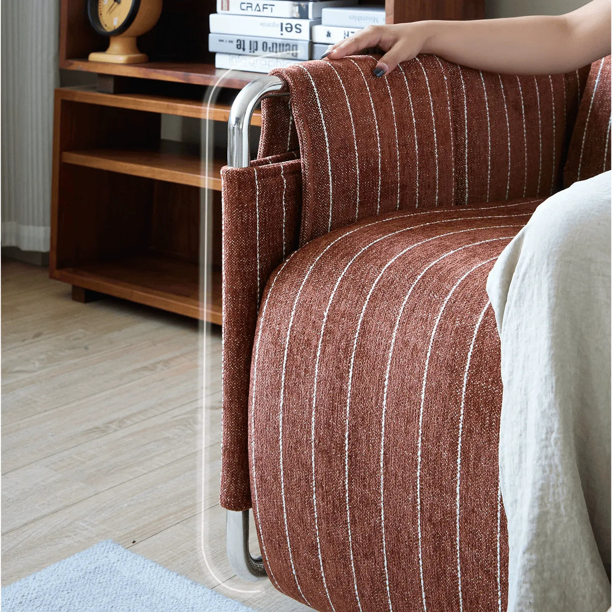 Warm Brown Textured Sofa Bed With Fold-Out Sleeper Function