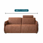 Warm Brown Textured Sofa Bed With Fold-Out Sleeper Function