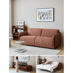 Warm Brown Textured Sofa Bed With Fold-Out Sleeper Function