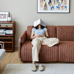 Warm Brown Textured Sofa Bed With Fold-Out Sleeper Function