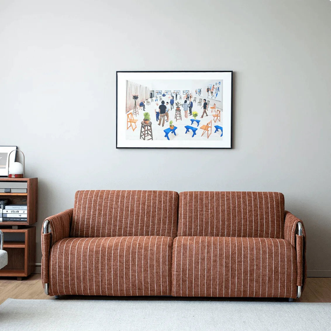 Warm Brown Textured Sofa Bed With Fold-Out Sleeper Function