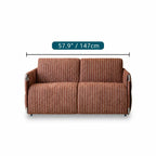 Warm Brown Textured Sofa Bed With Fold-Out Sleeper Function