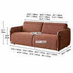 Warm Brown Textured Sofa Bed With Fold-Out Sleeper Function Dimensions