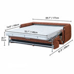 Warm Brown Textured Sofa Bed With Fold-Out Sleeper Function Dimensions