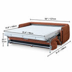 Warm Brown Textured Sofa Bed With Fold-Out Sleeper Function Dimensions